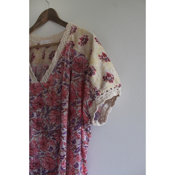 Weekend by Suzanne Betro Floral Boho Top Large/XL Preowned - Picture 4 of 7